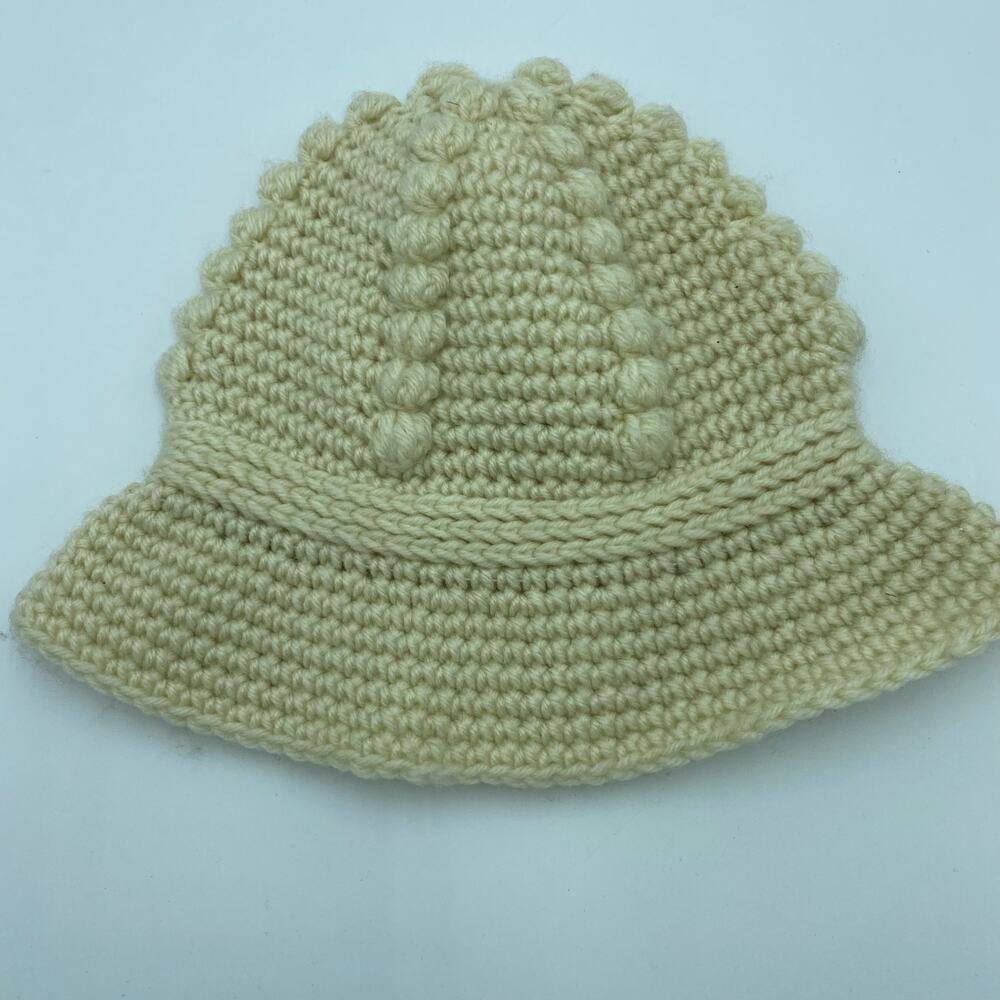 Vintage K-Mart Made In Japan‎ Hat Crochet Knit Cream Acrylic